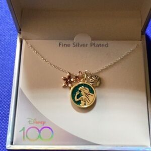 Disney 100 Years The Little Mermaid Ariel Charm Tri-Color Pendant Necklace